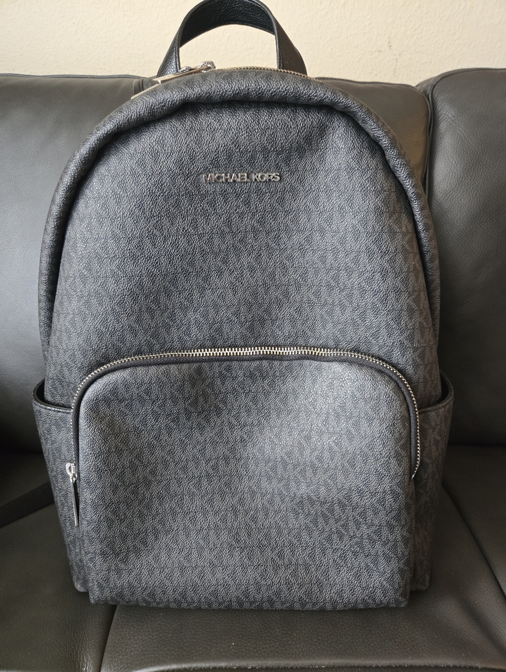 Michael Kors Men's Black Signature Logo Backpack